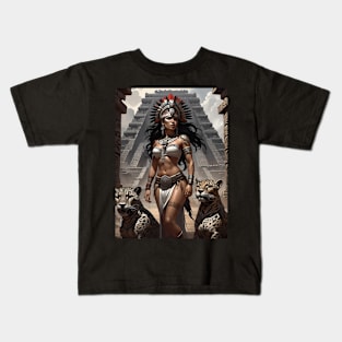 Teotihuacan Jaguar Queen - Aztec Pride Kids T-Shirt